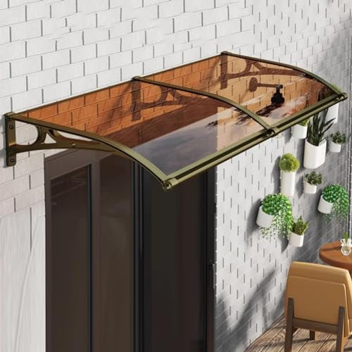 Vordach Haustür,Vordach Überdachung Haustürvordach,Türvordach Haustürdach,Pultvordach Überdachung,99% Uv-Schutz Regenschutz Pultbogenvordach aus Aluminium und Polycarbonat (80x260cm/32 x102)