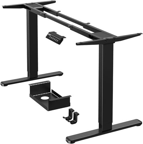 ErGear Bureau Assis Debout Électrique à 2 Moteurs, Bureau Réglable en Hauteur, 4 Contrôles de Mémoire, Supportant Jusqu'à 120 kg, Cadre en Acier Robuste (Noir)