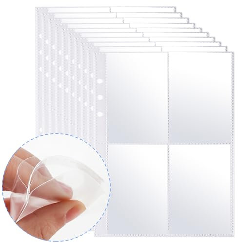 Photocard Binder Sleeves 20 Pack 160 Pockets A5 6 Ring Kpop Photocard Holder Photo Card Binder Sleeves Trading Card Clear Double-Sided 4 Pocket Photo Album Pages Game Cards Protector