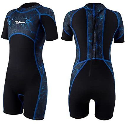 Summshall Combinaison Surf Enfant pour Garçons Filles 2.5mm Neoprene, Anti-UV Anti Meduse Combinaison plongée Enfant hermique Une Pièce Shorty pour Plongée Natation Activités Aquatiques