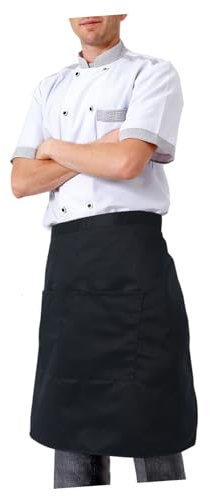 MAGICLULU Männer Frauen Universal Kochen Taille Schürze Kurze Küche Schürze Taschen Schwarz