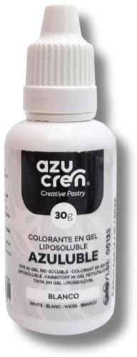 Azucren, Colorante Alimentario Blanco, Colorante Liposoluble en Gel para Repostería, Ideal para Utilizar en Chocolates, Nata, Buttercream, 30 G