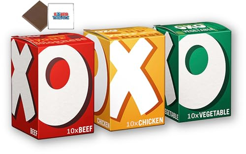 OXO Stock Cubes 30 Pack, OXO Beef + Chicken + Vegetable 10 Pcs Each Boxed Treatz