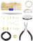 QWORK® Schmuckherstellung kit, schmuck bastelset, professionelles zubehörset mit zange, pinzette und perlendraht, gold