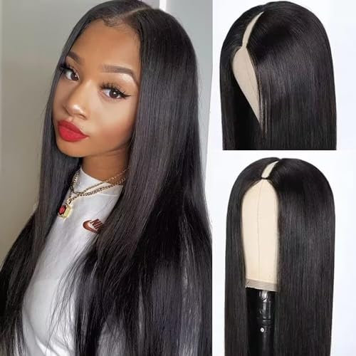 V Part Wig Human Hair Straight Echthaar Perücke 180% Density Real Hair Wig For Women Upgrade U Part Wig Brazilian Human Hair Wig No Lace Wear And Go Glueless Wig Perücke Damen Echthaar 20 Inch