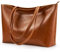 KALIDI Handtasche Damen Groß Shopper Tasche Damen PU Leder Tote Bag Wasserdichte Henkeltaschen mit Reißverschluss für Arbeit, Reisen, Einkauf, Schule Braun-3