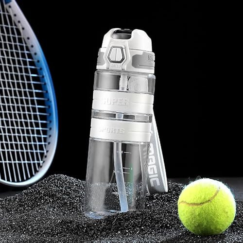 Sports Water Bottle, BPA FREE Tritan Plastic, Leak Proof Water Bottle With Filter, Flip Top, Sports Cup, Drink Bottles (White, 700ml)