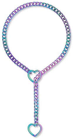 ADEMISHIA Herz O-Ring Slip Chain Halskette für Frauen, handgemachter Punk Gothic Kubanischer Halskette Schmuck Verstellbare Lariat Y-Halskette