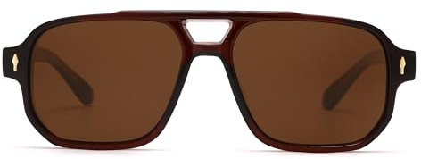 Pro Acme Classic Square Frame Sonnenbrille, Double Bridge 70s Vintage Sonnenbrille für Männer und Frauen(Tee)