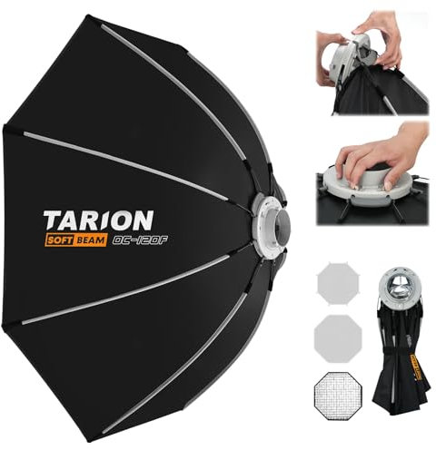 TARION Fotografie Softbox mit Bowens Halterung: 120cm Faltbare Quick Release Softboxen mit Glitter achteckige Soft Box für Studio Photography Video Blitz Licht SOFTBEAM(OC-120F)