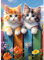 GDYEEH 5D Kätzchen Diamant Painting Pictures, DIY Katze Diamant Art Painting Kits,Zäune Diamond Painting Set for Adults Anfänger, Mosaic Making, Blumen Diamond Painting for Home Decor 30x40cm