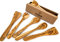 EMNA - Lot de 5 ustensiles de cuisine en bois d'olivier | env. 30 cm | Coffret cadeau exclusif | Cuillère de cuisine design avec coin pointu | Couverts à salade | Spatule plate et fendue |