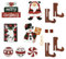 Küchenplatte Arbeitsplatte Dekor Bauernhaus Weihnachten Schneemann Tablett Dekorationen Red Buffalo Plaid Santa Candy Holzschilder Weihnachten Winter Rustikale Butterdose Kunststoff (Red, One Size)