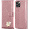 KP TECHNOLOGY Case for iPhone 16 Pro Max, Premium Shiny Bling Glitter Loving Heart Book Flip Stand Wallet Card Phone Case for iPhone 16 Pro Max (ROSE GOLD)