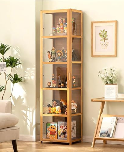 Pounjsd Bücher vitrinenschrank, Eckvitrine Glas vitrinenschrank, glasvitrine groß, Glasvitrine Stehend, Glasvitrine Vitrine für Sammlerstücke, Bücher, Wein, Büro, Wohnzimmer, Küche