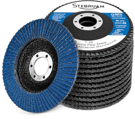 STEBRUAM 12 Pack 115mm Flap Discs,T29 Zirconia 40 Grit Grinding Discs | Sanding Discs for Angle Grinder to Sanding Grinding Metal Wood