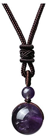 Jovivi Amethyst Crystal Necklace 16mm Natural Gemstone Ball Healing Stone Necklace Rope Jewellery for Men Spiritual Gifts for women Boyfriend Dad Fathers Day Birthday