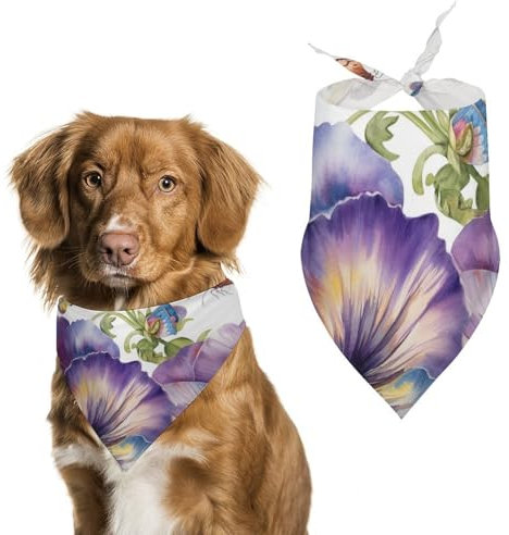 Hund Bandanas Stiefmütterchen Blumen Schmetterlinge Hundeschal Latztuch Für Haustiere Large: 70 * 30 cm