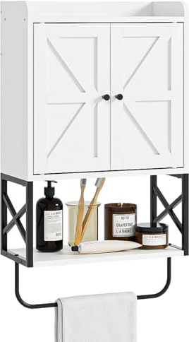 Apetaccat Medizinschrank,Badezimmerschrank hängend,Bad-Wandschrank mit verstellbaren Ablagen, platzsparender Badschrank für Für Bad, Küche und Wohnzimmer(68.5x39x18cm,Weiß im Landhausstil)