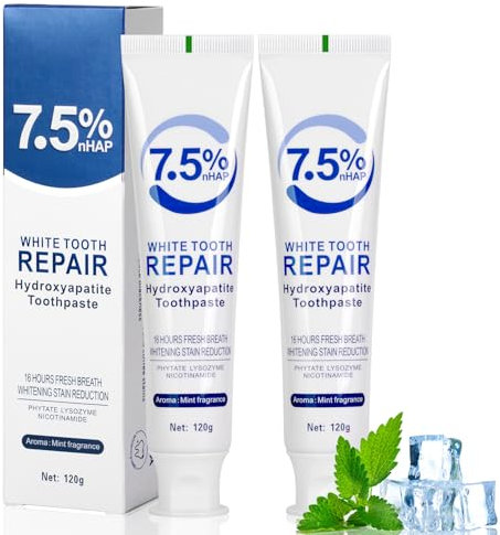 7.5% Hydroxyapatite Toothpaste,Toothpaste with Hydroxyapatite,Protect Tooth Enamel and Strengthen Teeth,Gentle Formula, Fresh Breath (2 Pcs)