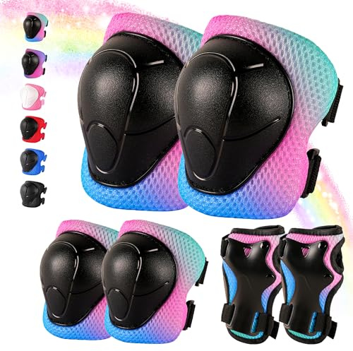 Knieschoner Kinder 3-14 Jahre,6-TLG.mit Ellbogen- und Handgelenkschutz passend für Jungen und Mädchen,Kinder Knieschoner Set für Inliner Skates Scooter Fahrrad Rollschuhe