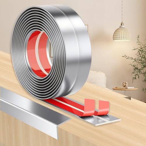 Modanatura decorativa autoadesiva Paraspigoli Muro, Profilo Angolare PVC per Muro, Piastrelle, Porte, Finestre, Bagno (Argento, 2cm x 8m)