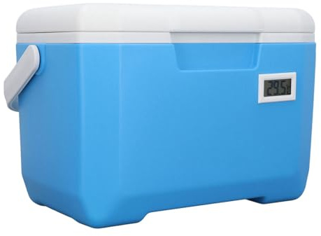 Naroote Isolierter Babyflaschenkühler, Große Kapazitätstemperaturanzeige Leicht zu Reinigen Muttermilchkühler für Autokampeln Im Freien (BLUE)