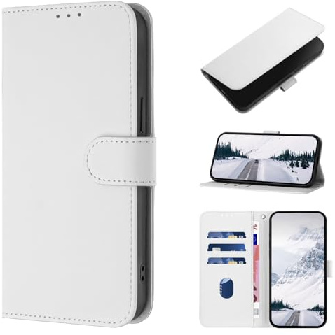 CASEONJAN für iPhone 12 Mini Hülle, PU Lederhülle Schutzhülle Klapphülle mit Kartenhalter, Stoßfestes Flip Cover Wallet Case für iPhone 12 Mini Handyhülle (Weiß)