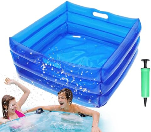 Inflatable Pool Foot Bath, Feet Bath Tub for Pools Entry Ladder, Inflatable Foot Spa Basin with Inflator, Non-Slip Textured, for Yard, Beach, Camping