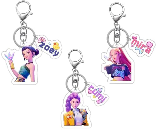 Kpop Accessoires Rumi Mira Zoey Porte CléS, Porte-CléS Personnalisables, Porte Cle-Voiture Accessoires, Porte Clef Personnalisables, Kpop Anniversaire, Pendentif Cartable (Zoey+Rumi+Mira)