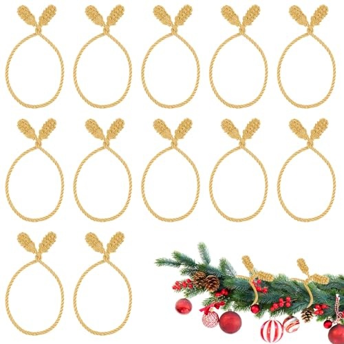 Prasacco Weihnachtsgirlande, 39 cm, dekorative Bindebänder (Gold)