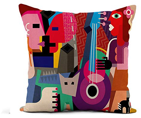 Picasso Das Tanzende Paar Und Die Gitarre Spielende Frau (Fein) Zierkissenbezüge Atmungsaktiv Kissenbezüge Dekorative Kissenbezug Für Büro Balkon Sofa 45X45Cm