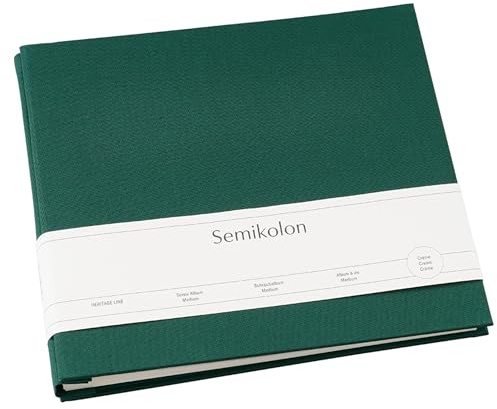 Semikolon 600027 Schraubalbum Medium 24 x 23 cm - mit 20 cremeweißen Seiten, erweiterbar - forest - grün