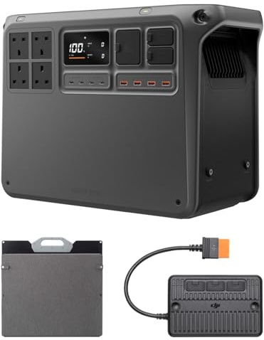 DJI Power 2000 200W Foldable Solar Panel Combo, 2048Wh LFP Battery | Foldable Solar Panel, 3000W Stable Output, Fast Recharge, Enhanced Safety, Ultra-Quiet, Camping, Blackout, RV
