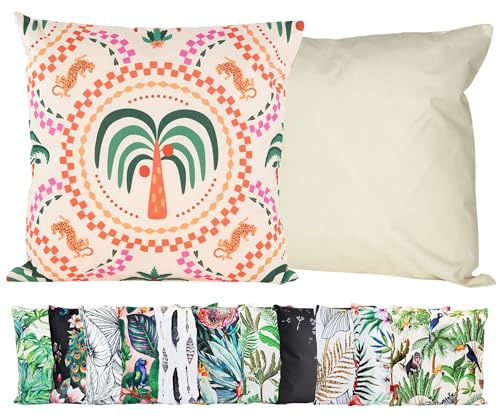 JACK Outdoor Motiv Kissen 45x45cm Lounge Dekokissen inkl. Füllung Wasserabweisend Sitzkissen Garten Stuhl, Farbe:Palmengarten