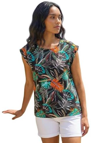 Roman Originals T-Shirt for Women UK - Ladies Tee Shirt Summer Top Holiday Day Causal Short Sleeve Blouses Round Crew Boat Neck Lightweight