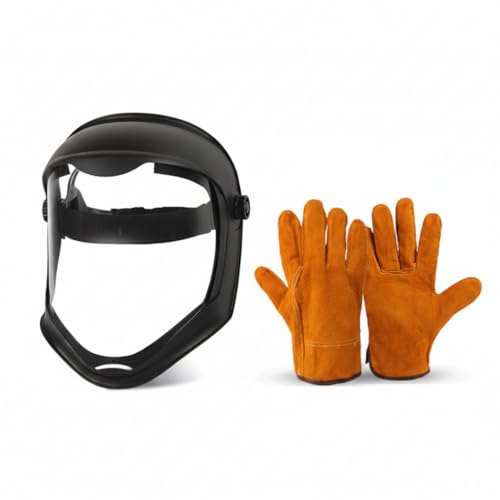 Maschera integrale, Visiera integrale antiappannamento HD con guanti, Visiera PC resistente agli urti, Maschera protettiva per smerigliatura, saldatura, falciatura del prato, DéCors IntéRieurs