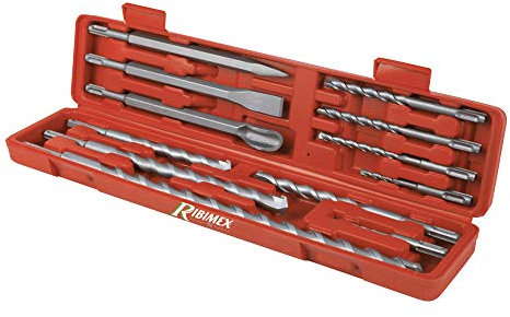 Ribitech 03232 Coffret de 9 Mèches SDS-Plus avec 1 Pointerolle/1 Burin/1 Burin à rainurer