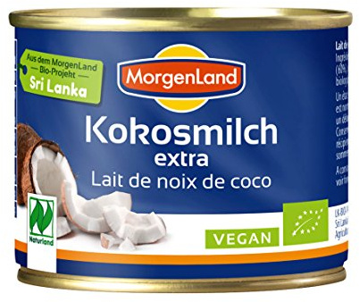 Morgenland Kokosmilch 22% Fett = 60% Kokosnussanteil 200ml Bio Kokos, 6er Pack (6 x 200 g)