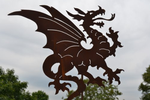 Gartenstecker außergewöhnlicher Metallstecker - Höhe 120 cm -Breite 58 cm- Fabelwesen Drache-Gartendekoration - sehr gute Qualität