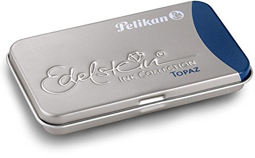 Pelikan Großraum-Tintenpatronen Edelstein Ink, Topaz (türkis/blau) im Metalletui, 6 Stück