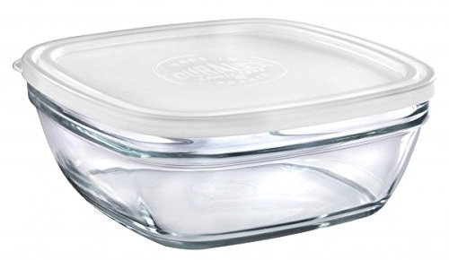 Duralex - Lys Square Stackable Bowl With White Lid 23-cm (9 1/8 in) by Duralex