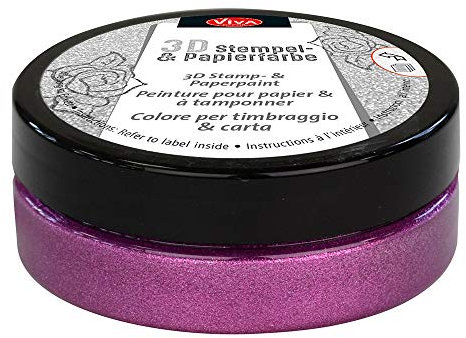 Viva Decor®️ 3D Stempel- & Papier-Farbe (Magenta-Metallic, 50ml) Stempelfarbe für Papier, Karton, Stempelkissen - Bastelfarbe für Hochzeit, Scrapbook, Kinder uvm.