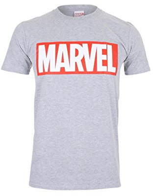 Marvel Men's Core Logo T Shirt, Grey (Sports Grey), XL UK