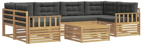 vidaXL Outdoor-Sofagarnitur 7 pcs Weiß und Anthrazit Polyester, Gemütliches Outdoor-Set, modernes Lounge-Möbel, Garten-Sofa, tolle Terrassen-Sitzgelegenheit