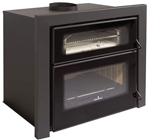 Chimenea insertable con horno y cristal vitrocerámico