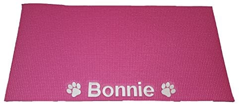 Personalised Pets Ltd Personalised Food Mat. Luxury Soft Dog Mat with Paw Print. Pink