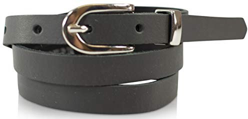 fashionchimp Basic Damengürtel aus 100% echtem Leder, schmaler Gürtel, Breite ca. 1,5cm, Made In Germany (Anthrazit, 90/BW75)