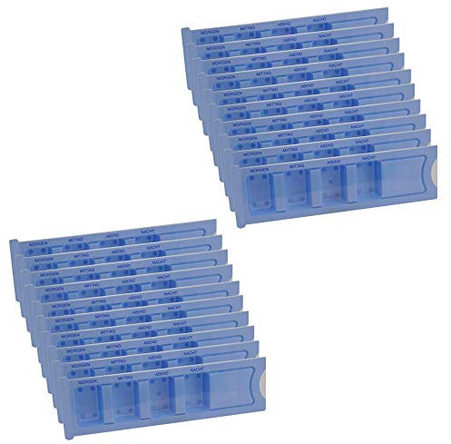 Tablettenbox Medikamentenbox Pillenbox Pillendose Spender, 1 Tag, 4-Fach, blau, 20 Stück