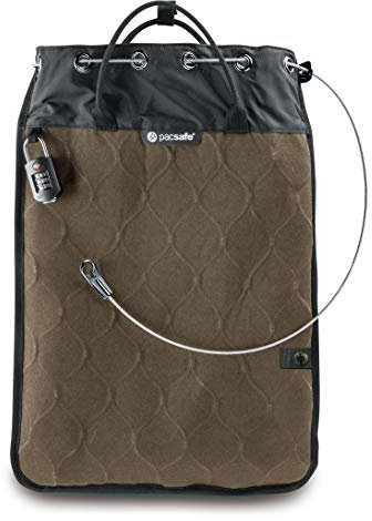 Pacsafe Travelsafe 5L - Mobiler Safe mit TSA-Zahlen Schloß, Trage-Tasche mit Anti-Diebstahl Technologie, 5 Liter Volumen, Beige/Sand